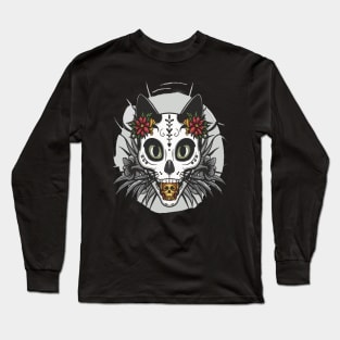 Cat Dad Sugar Skull Whimsical Feline Design for Father’s Day Long Sleeve T-Shirt
